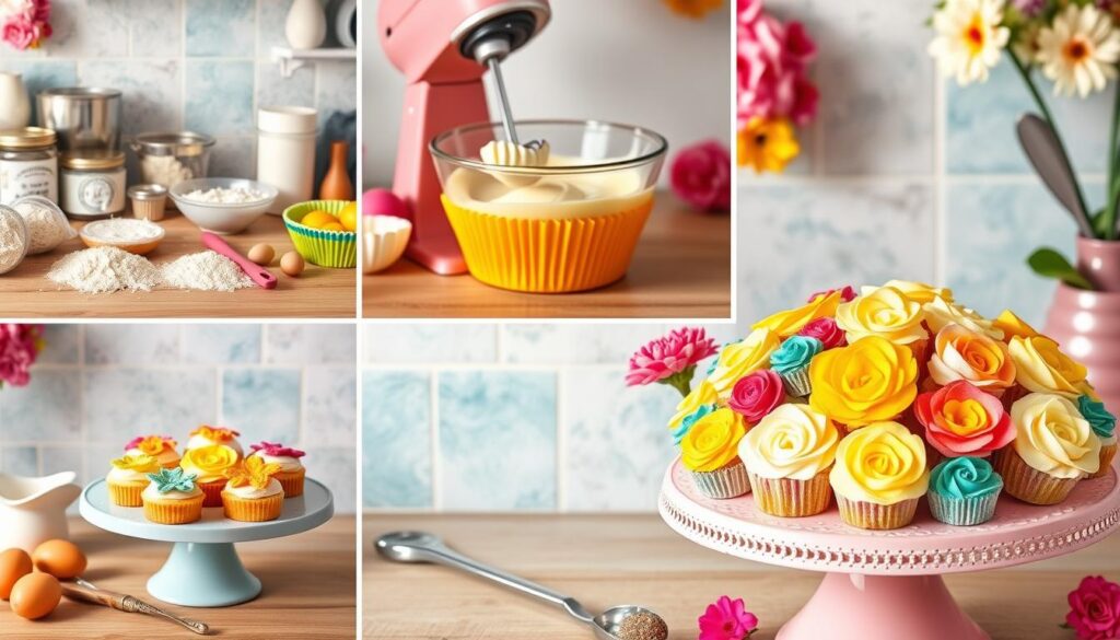 Step-by-step guide to making flower cupcakes