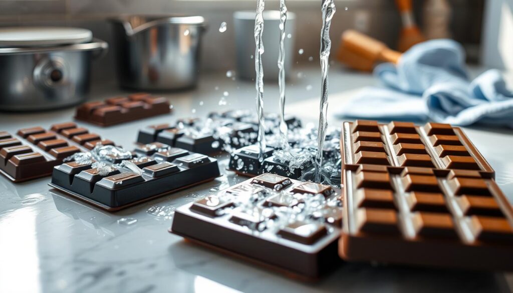 cleaning chocolate molds