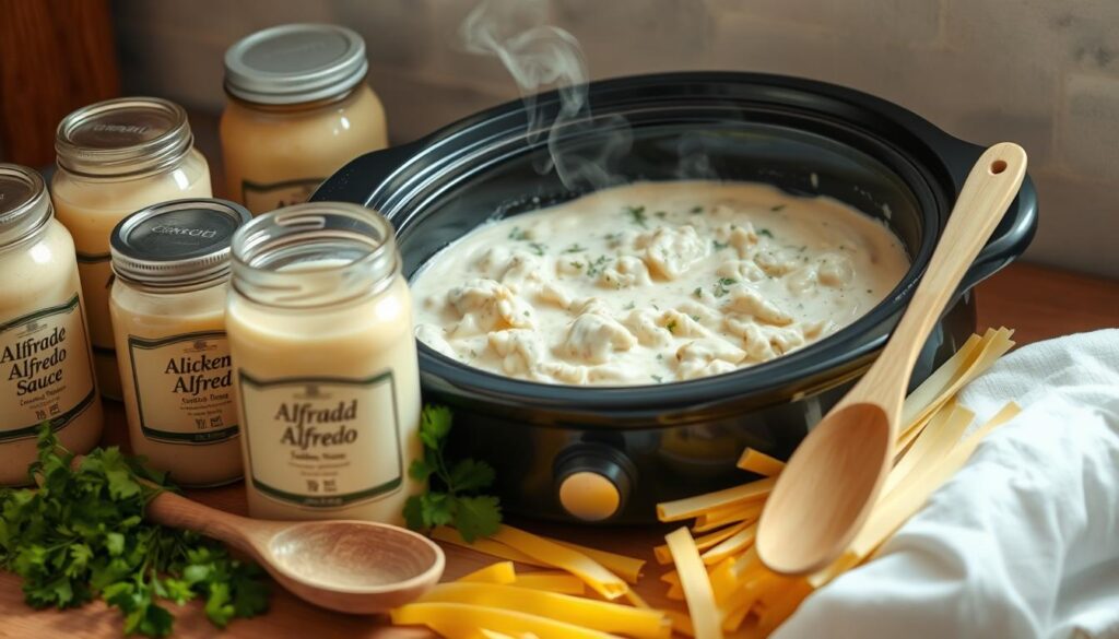 crockpot chicken alfredo with pre-made sauce