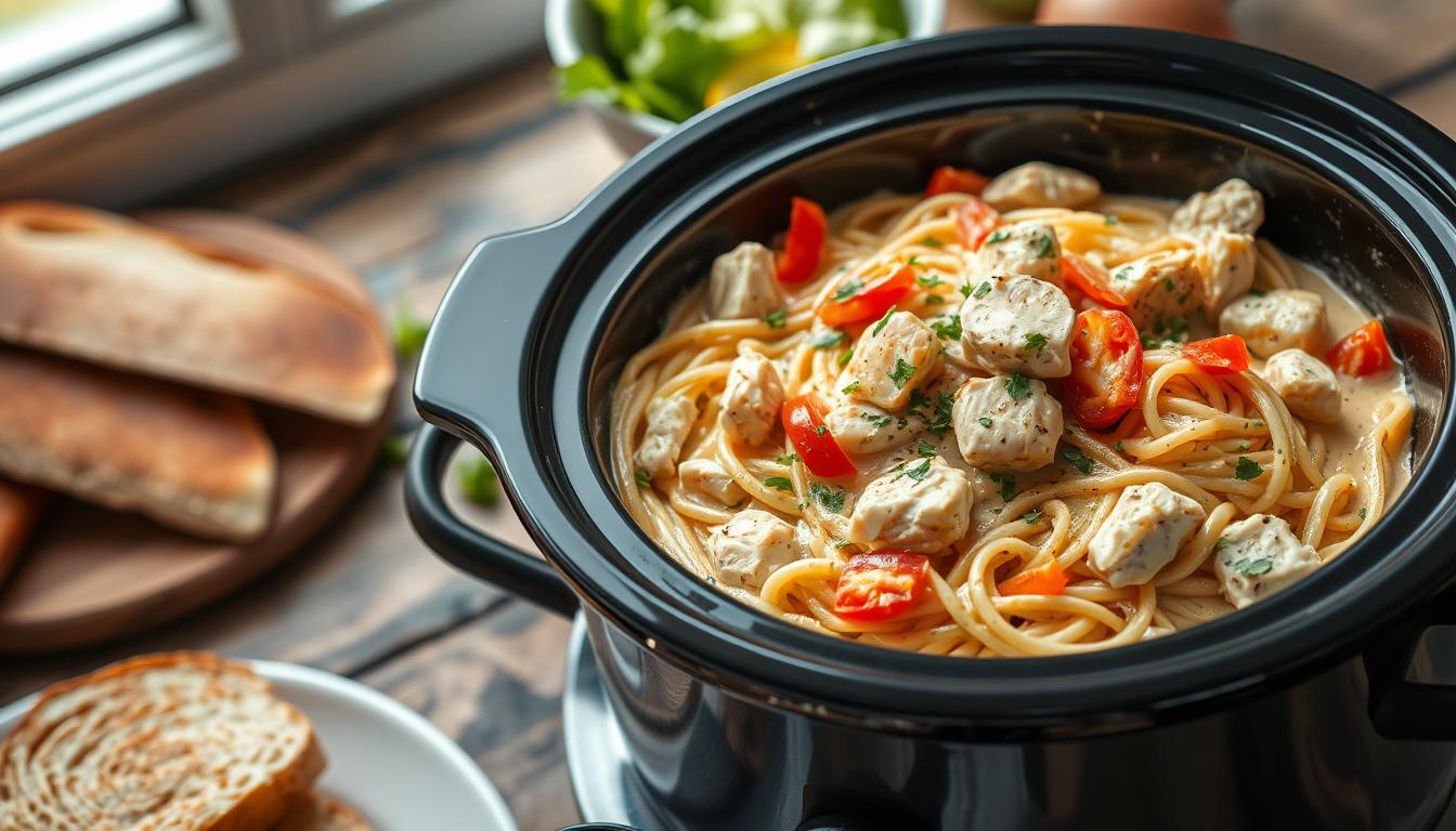 crockpot chicken spaghetti