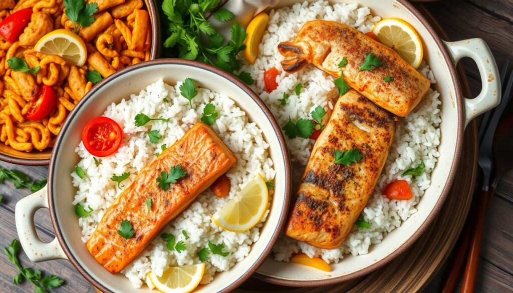 delicious fish and rice meals