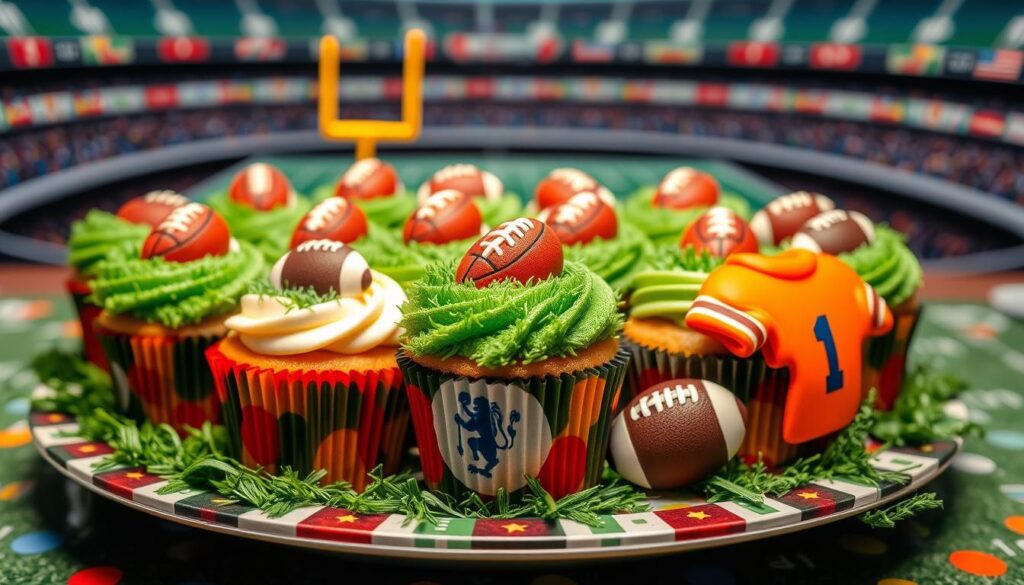 football cupcake decorating