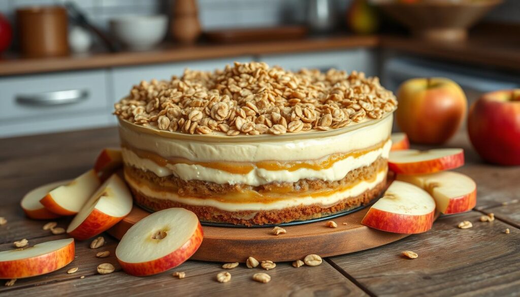 homemade apple crumble cheesecake