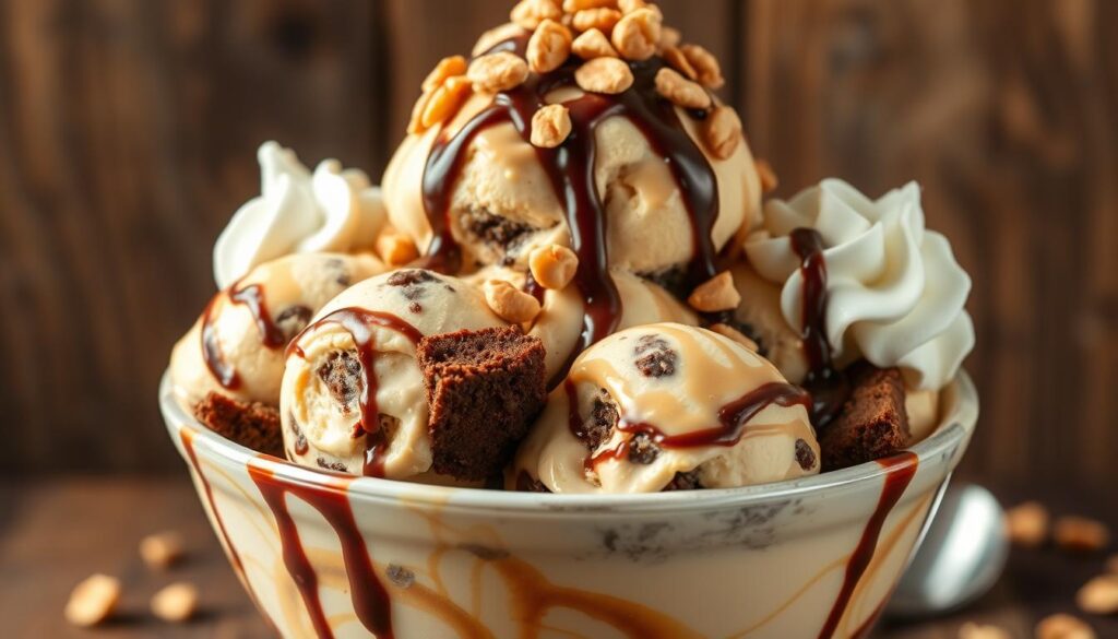 peanut butter brownie boudle cheesecake ice cream