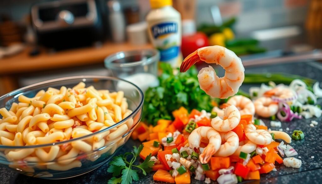 shrimp macaroni salad preparation