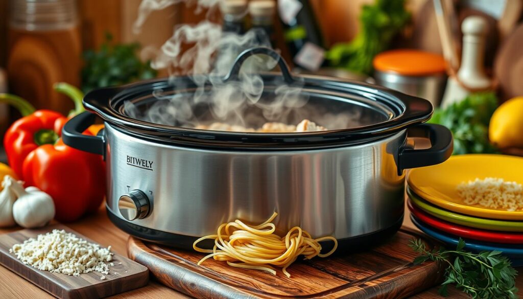 slow cooker chicken spaghetti