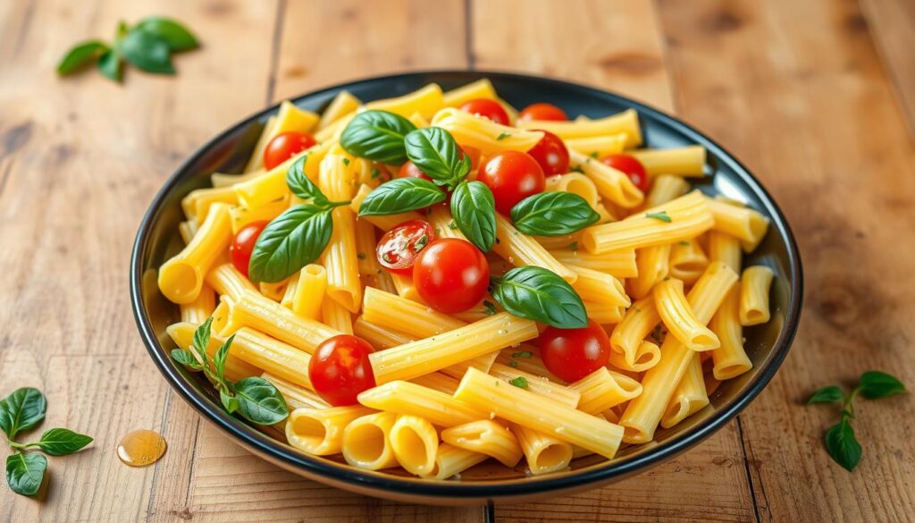 tubular pasta presentation