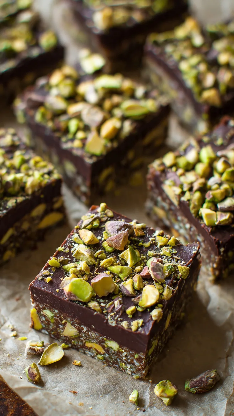 No-Bake Pistachio Dark Chocolate Energy Bars