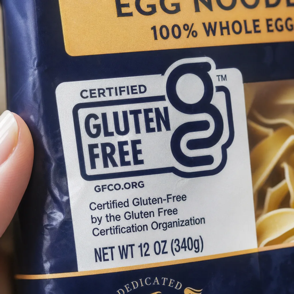 how to read gluten free certification label egg noodles celiac safe