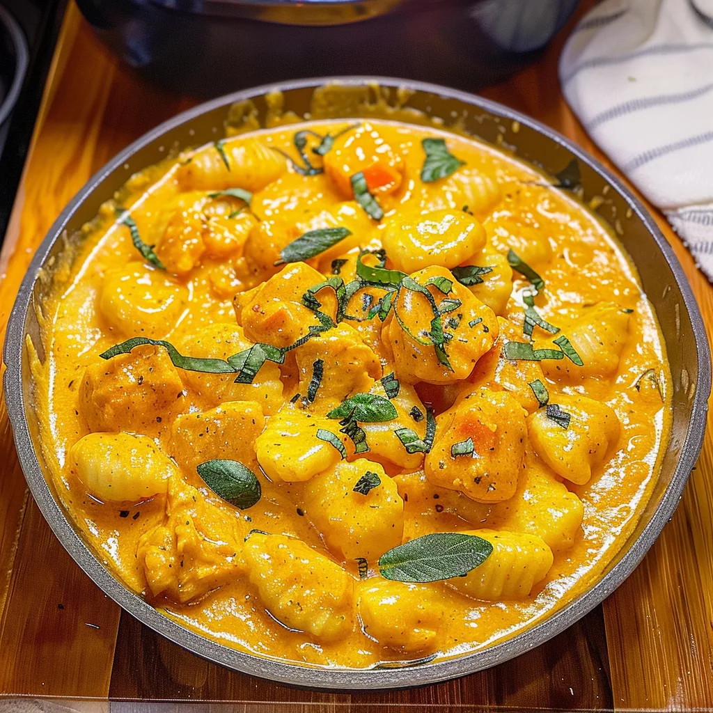 Chicken and Gnocchi in Creamy Pumpkin Sauce