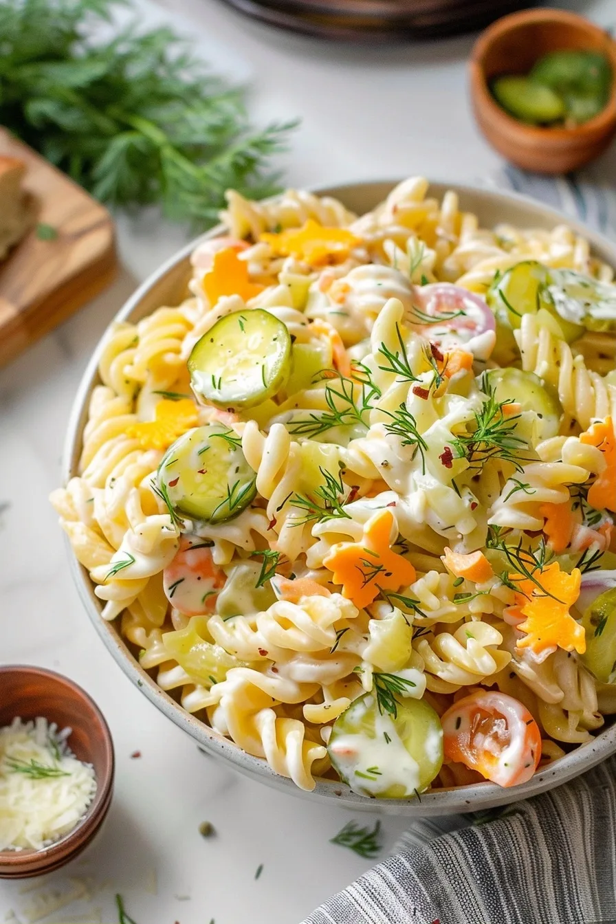 Dill Pickle Pasta Salad: Zesty Pasta Dip for Summer