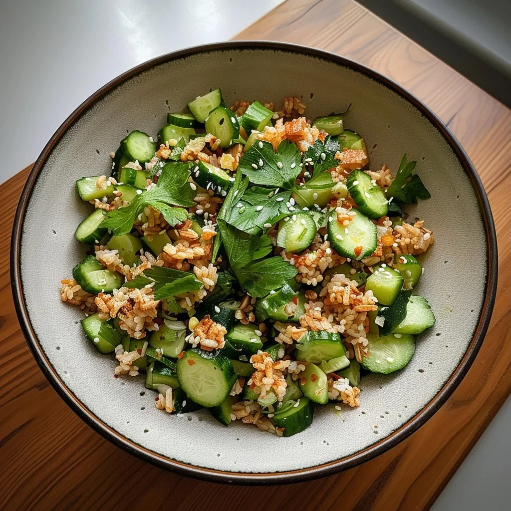 Crispy Rice and Cucumber Salad for Fresh Summer