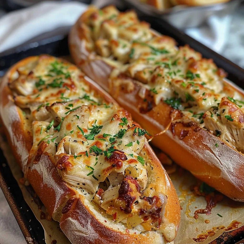 Chicken Stuffed Garlic Baguettes