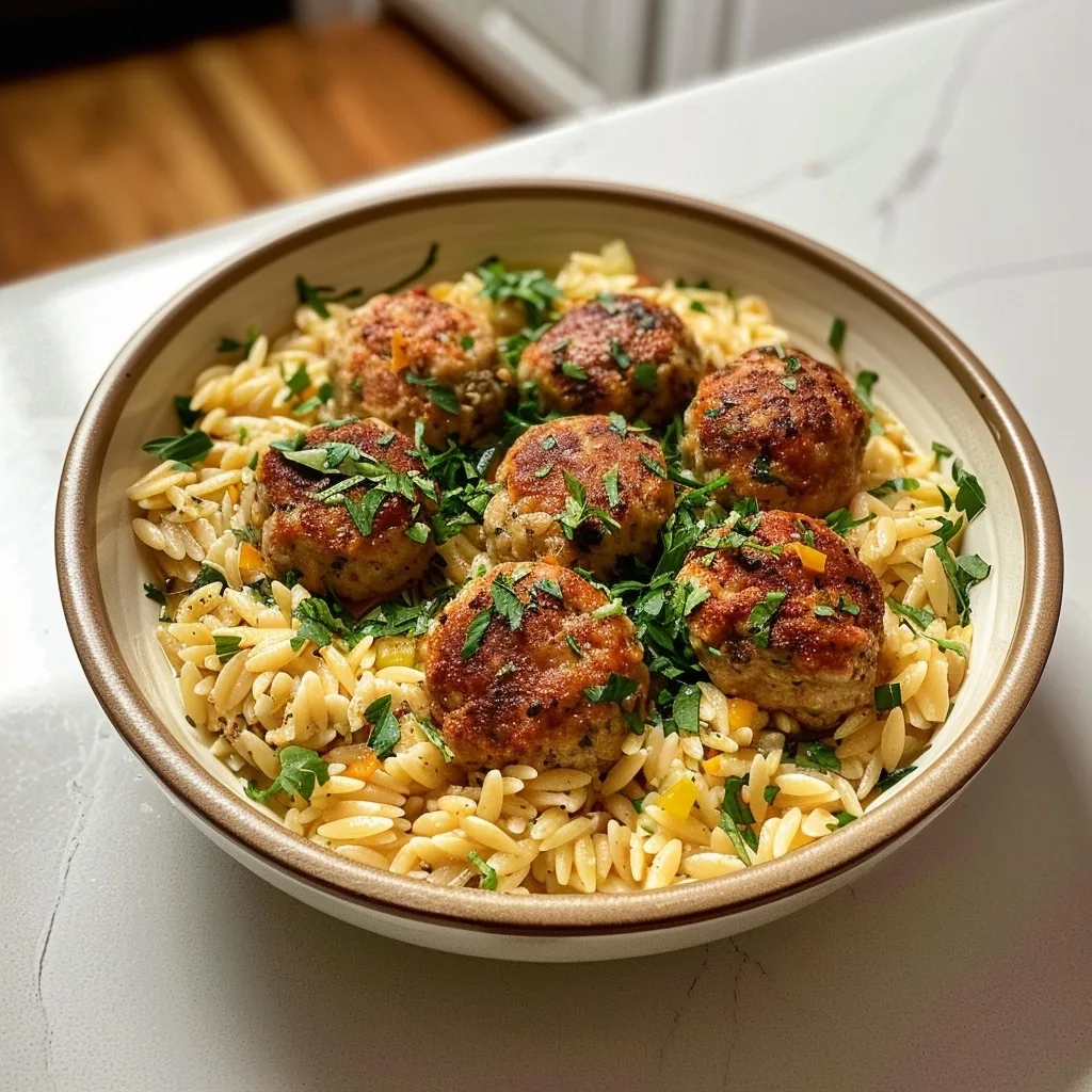 Piccata Meatballs with Orzo
