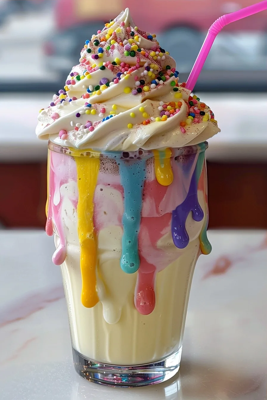 Rainbow Milkshake Delight: Sweetness in Every Color