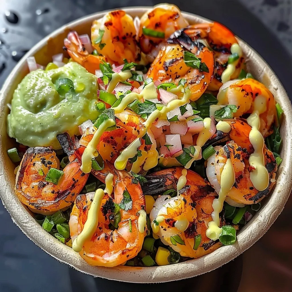 Grilled Shrimp Bowl Creative Creamy Sauce