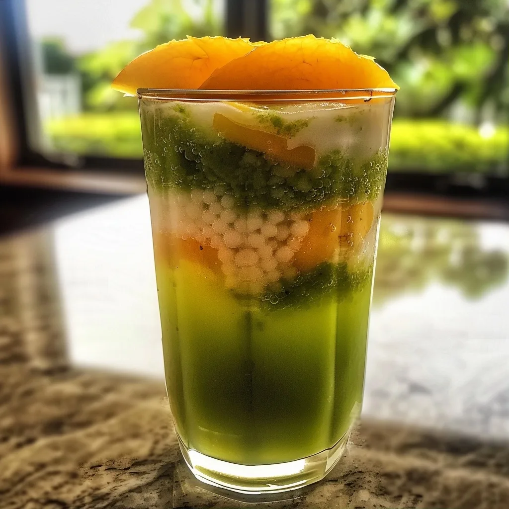 Matcha Peach Sago Drink: Refreshing Summer Café