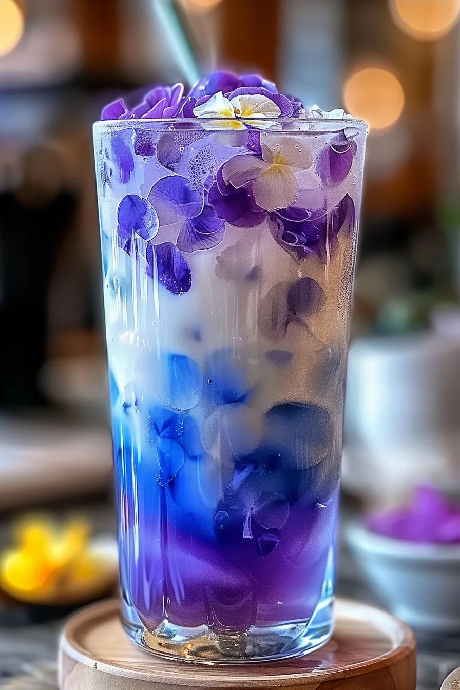 Iced Butterfly Pea Flower Tea Latte