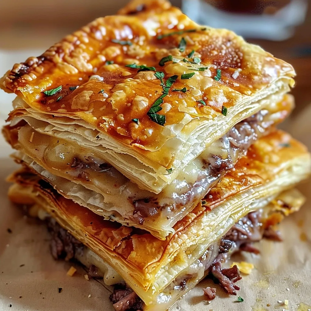 Crispy Beef & Cheese Puff Pastry